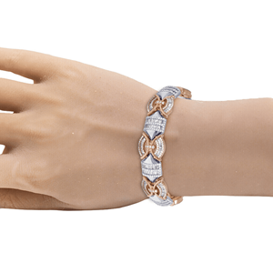 Pulseras de Diamantes de 20 mm con Incrustaciones de Diamantes, Lujosas Pulseras Cubanas de Plata 925 con Incrustaciones de Diamantes, Exquisitas Pulseras con Incrustaciones de Diamantes en Venta para Exportación - Product Image 2
