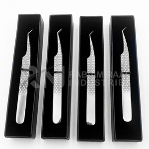 Pince à épiler personnalisée Diamond Grip pour cils, à pointe coudée à 45 degrés, argentée, et pince à épiler individuelle, emballage boîte noire - Product Image 2