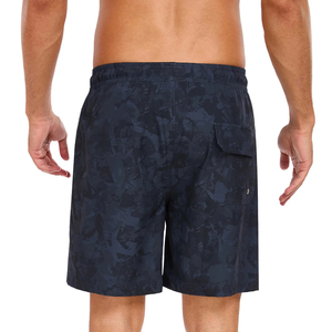 Short de bain homme double couche sportif tissé uni avec taille élastique respirant et poches en toile, coupe ample, 100 % coton, idéal pour l'été et la plage - Product Image 2