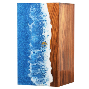 Wholesale Custom Ocean Wave Resin and Wood Cremation Urn for Ashes beautifully handcrafted memorial by AYAANS - Product Image 3