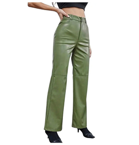 Nouvelle Arrivée - Pantalon Décontracté en Cuir Respirant Style Streetwear Taille Haute Élastique et Devant Plat pour l'Hiver - Vente Flash - Product Image 3