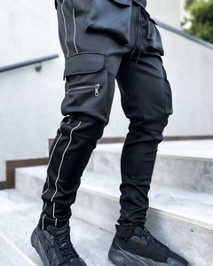 Pantalones deportivos de poliéster con ribete reflectante, pantalones de chándal de secado rápido, fabricante mayorista, pantalones jogger personalizados para hombre - Product Image 5