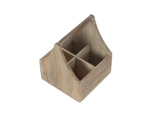 Farmhouse Wooden Utensil Organizer <b>Caddy</b> with Handle Four Compartment Storage for <b>Kitchen</b> Counter Dining Table and Picnic - Product Image 2
