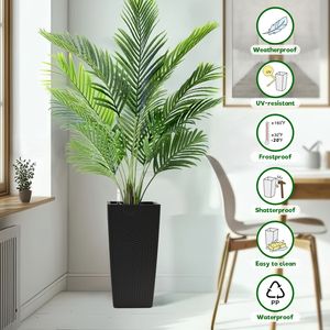 Maceta Cuadrada de Diseño de Ratán Sintético de 22 Pulgadas de Alto, Sistema de Riego Automático Inteligente para Interiores y Exteriores, Maceta para Flores de Porche - Product Image 6