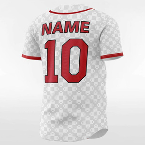 Baseball Jersey White Red <b>Checkered</b> Pattern Short Sleeve Button Front Moisture Wicking Unisex Adult Sport Wear Baseball Jersey - Product Image 5