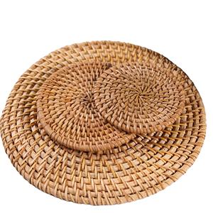 En gros Naturel Tissé Osier Artisanat Résistant À La Chaleur Rotin Dessous De Verre Jacinthe D'eau Motif Plaque Conception Élégant Fleur Napperons - Product Image 1