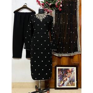 Conjunto de Chifón de Diseñador con Top, Pantalón y Dupatta para Fiestas - Product Image 4