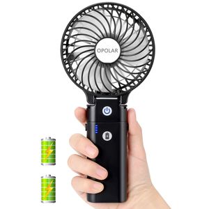 Ventilatore da Tavolo Portatile Nero Pieghevole, Alimentato a Batteria, 5-40 Ore di Autonomia, 3 Impostazioni, Accessorio Indossabile - Product Image 1