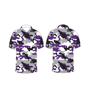 Camiseta polo de camuflaje morado para hombre, camiseta de golf informal de manga corta con estampado - Product Image 6
