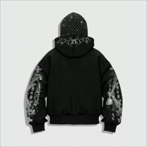 Sweat à capuche zippé personnalisé pour homme, en coton épais, coupe oversize, style streetwear hip-hop automne, écologique, pour broderie privée - Product Image 3