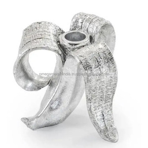 Bougeoir décoratif en métal pour la décoration Bougeoir antique banane pelée argent glamour pour Noël à la maison - Product Image 5