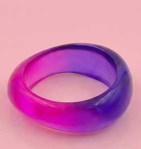 Trendy Acrylic & Resin <b>Bangle</b> <b>Bracelet</b> with Purple and Pink Gradient Color for Women's Fashion-Islamic Gift - Product Image 1