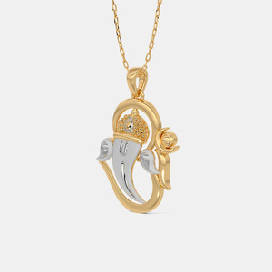 Collier pendentif Ganesha bicolore en diamant de laboratoire - Product Image 5