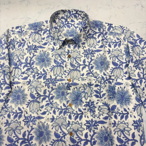 Classic <b>Long</b>-Sleeve Collarless Casual Shirt Featuring Floral Digital Printed Pattern 100% Cotton Summer Shirts - Product Image 3
