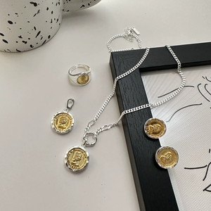 Pendentif en argent sterling S925, style coréen, contraste or-argent, motif queue de poisson, boucle, style vintage INS, cadeau tendance - Product Image 2