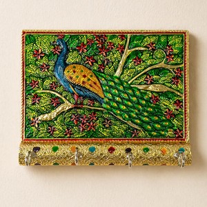 Crochet mural en bois de Sheesham sculpté à la main en forme de paon - Vente en gros B2B - Product Image 1