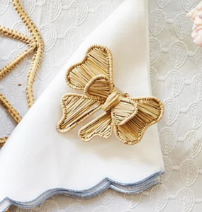 Anneau de serviette en rotin tressé jaune, décoration de table papillon pour mariage, fête, restaurant - Product Image 1