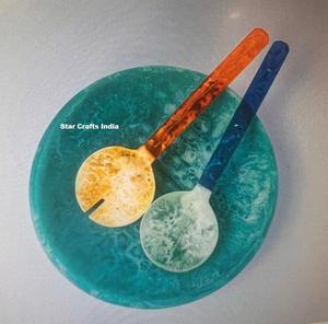 Juego de Cucharas de Cocina de Resina con Diseño de Ángel Estilo Arte Folclórico, Mango de Cuerno Natural, para Servir Frutas - Product Image 6