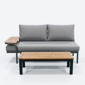 Modern Gray Outdoor Garden Sofa Set Three Seat Steel Frame Minimalist Design Durable <b>Waterproof</b> High-Density <b>Foam</b> Cushion - Product Image 2