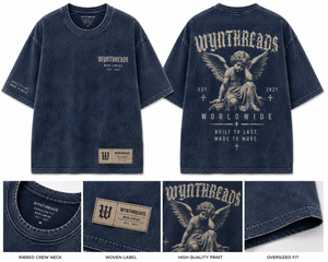 Camiseta de Algodón Extra Grande para Hombre WYNTHREADS con Estampado de Calavera y Ángel, Estilo Urbano, Manga Corta, Cuello Redondo, Corte Jersey - Product Image 5