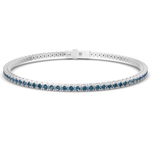 Bracelet de tennis pour femme, création de designer, or 10 carats, diamant bleu royal de laboratoire taille Darcy (2 carats) Tw. pour un luxe certifié - Product Image 1