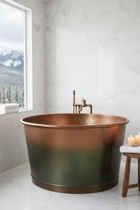 Bañera Independiente de Cobre Martillado Ecológica, Bañera de Cobre Sólido con Tapa, Baño de Lujo, Spa, Hotel, Resort, Regal - Product Image 2