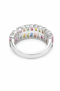 Bague multi-saphirs et diamants en argent sterling 925 KLSR12122 - Product Image 3
