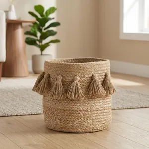 Handwoven Jute Planter Pot Storage <b>Basket</b> <b>for</b> Indoor Plants, Home Decor, Woven <b>Flower</b> Pot Cover, Natural Organizer - Product Image 4