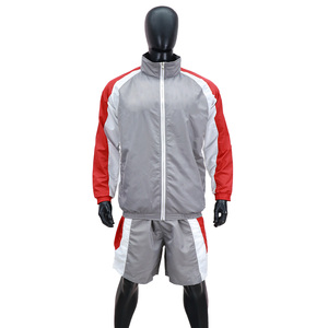 Unisex Gray Red White Color Blocking Tracksuit Full Sleeve Zipper Closure Sporty Style Lightweight Polyester Quick Dry Side - Product Image 3