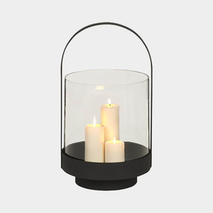 Long Candle Holder Hurricane Candleholder with <b>Black</b> Metal Base for Home Decoration Heat Resistant Design Candle Holder - Product Image 3