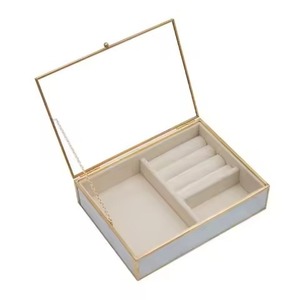 Elegant Metal Glass Jewelry <b>Box</b> Storage Case Organizer for Rings <b>Earrings</b> Necklace Dressing Table - Product Image 1