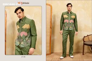 Colección de Conjuntos de Chaqueta de Manga Larga y Pantalón sin Coser de Terciopelo/Seda Khadi con Bordado de Cadena, a la Moda, de Proveedor de Surat - Product Image 5