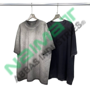เสื้อยืดคอตตอนถักทรงโอเวอร์ไซส์สำหรับผู้ชาย น้ำหนัก 230 กรัม ผ้าคอตตอนหนา 100% ระบายอากาศได้ดี ลวดลายวินเทจฟอกสี  โลโก้ด้านหน้าปรับแต่งได้ - Product Image 3