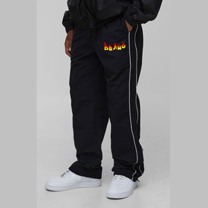 Pantalones de lona ligeros, holgados, de pierna ancha, personalizados, informales, para hombre, lavados, cortavientos, con bordado y cordón ajustable. - Product Image 6