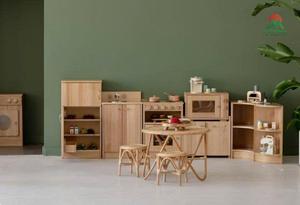 Ensemble table et tabourets en rotin Nhat Minh pour enfants, rond, rustique, mobilier d'extérieur durable, taille enfant - Product Image 3