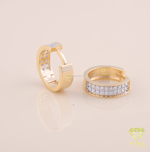 Designer Inspired Pave Hoop Earrings With Cubic Zirconia Stones Luxury Women Jewelry Collection - Product Image 3