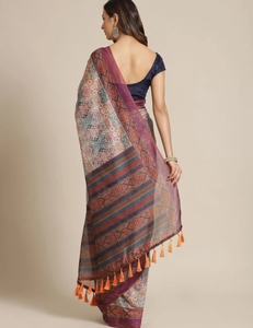 Sari KV Estampado en Mezcla de Algodón Chanderi (Multicolor) - Product Image 3