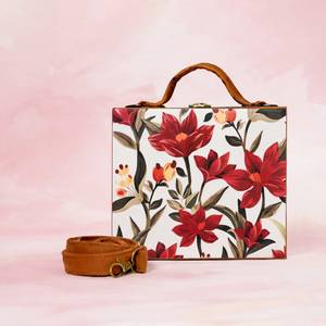 Bolso Rígido Premium con Estampado Floral Rojo para Mujer y para Viajes - Product Image 1