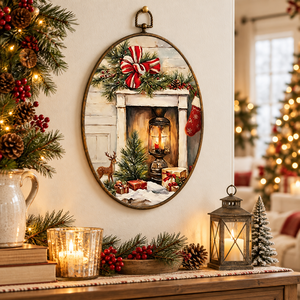Ornements de Noël en bois vintage, Père Noël, ovales, rétro, pendentifs pour arbre, décoration classique pour la maison - Product Image 5