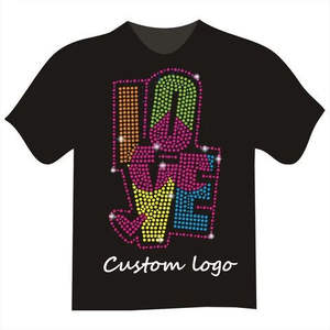 Camiseta de algodón con diseño de diamantes de imitación para hombre, suave, transpirable, antiarrugas, con estampado personalizado - Product Image 2