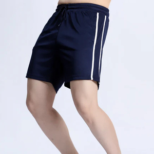 2026 Shorts Men's Navy <b>Blue</b> Shorts With White <b>Side</b> Stripes Drawstring Waist Breathable Polyester Casual Sport Shorts Unisex - Product Image 5