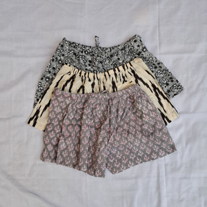 Pantalones Cortos de Algodón Ecológico con Estampado de Bloques, Cintura Elástica con Cordón, Ropa Casual para Mujer - Product Image 2
