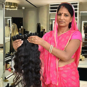 Extensiones de cabello tejido indio de 10 a 32 pulgadas, proveedor virgen Remy Natural, paquetes transparentes ondulados rizados de Color Natural - Product Image 2