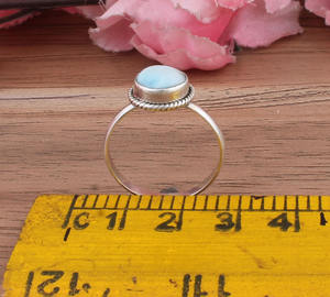 Anillo de Larimar Natural, Plata de Ley 925, Piedra Azul Dominicana Genuina, Joyería Fina de Lujo Clásica para Mujer, Venta al por Mayor - Product Image 3