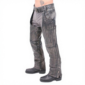Chaps de cowboy western 100% cuir véritable, souples et respirants, de haute qualité, avec fermeture à boucle au design personnalisé, taille mi-haute, pour l'équitation - Product Image 1