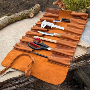 Premium leather <b>tool</b> <b>roll</b> organizer bags wholesale supplier OEM custom branding portable storage export leather <b>tool</b> <b>roll</b> - Product Image 2