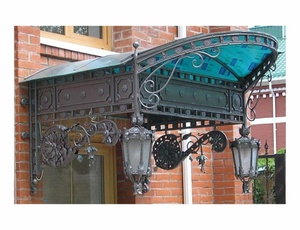 Toldo de Metal Decorativo para Exteriores con Techo de Vidrio y Estructura de Hierro Victoriano, Resistente a la Corrosión y a los Rayos UV, para Entrada de Villa - Product Image 1