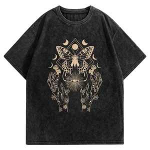 T-shirt robuste délavé à l'acide - Tee-shirt streetwear vintage épais - 100% coton, coupe décontractée, impression personnalisée pour homme - Product Image 1