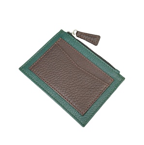 Porte-monnaie en cuir RFID avec fermeture éclair, broderie à pompon, fait main, porte-cartes, portefeuille pour femme, idéal pour les voyages - Product Image 1