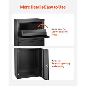 กล่องรับพัสดุเหล็กชุบสังกะสี ขนาด 35.8 นิ้ว พร้อมกุญแจล็อคป้องกันการโจรกรรม สำหรับใช้งานภายนอกอาคาร - Product Image 6